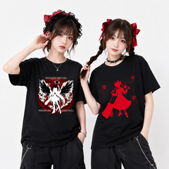 東方Project 二次創作 空＆リン モチーフ ユニセックス 半袖Tシャツ