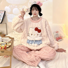 可愛いキャラ ゆるかわ パジャマ 裏フリース 暖かい 防寒 レディース セットアップ