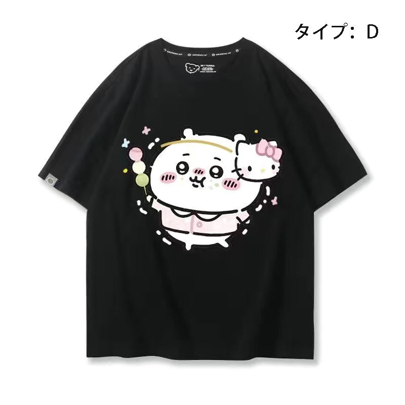 可愛いキャラ ゆるかわ トップス 楽しい時間 ユニセックス 半袖Ｔシャツ