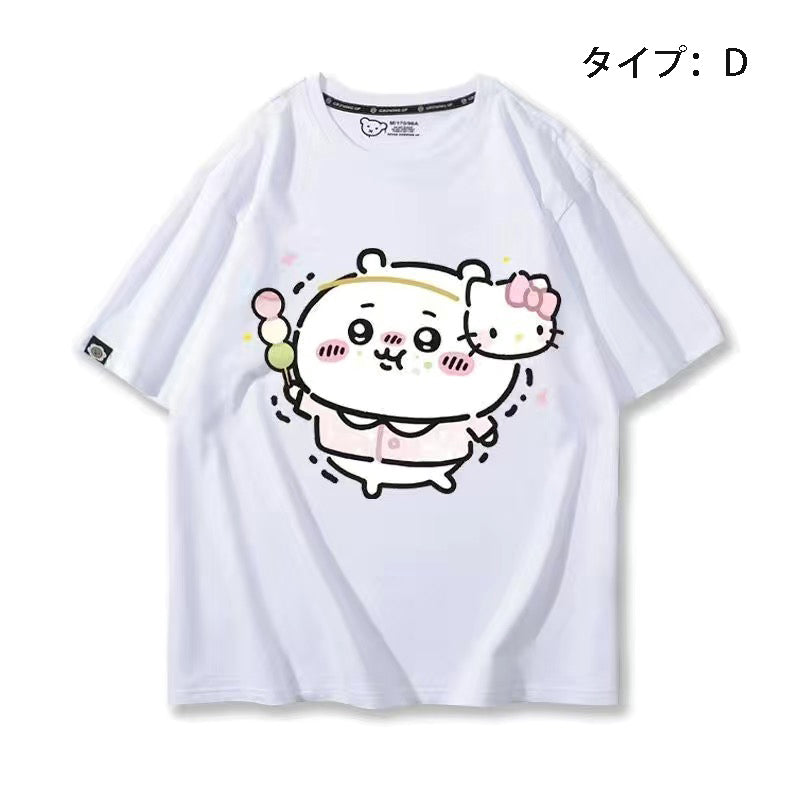 可愛いキャラ ゆるかわ トップス 楽しい時間 ユニセックス 半袖Ｔシャツ