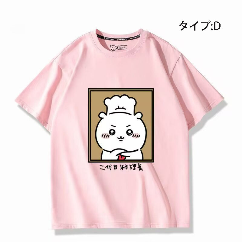 可愛いキャラ ゆるかわ トップス 初代と二代目料理長 ユニセックス 半袖Ｔシャツ