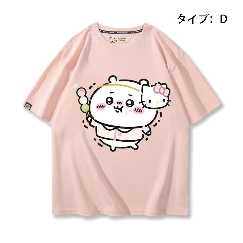 可愛いキャラ ゆるかわ トップス 楽しい時間 ユニセックス 半袖Ｔシャツ