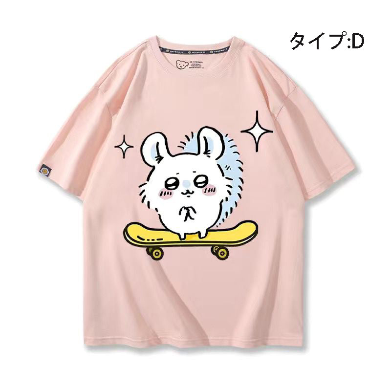 可愛いキャラ ゆるかわ トップス キックボード ユニセックス 半袖Ｔシャツ