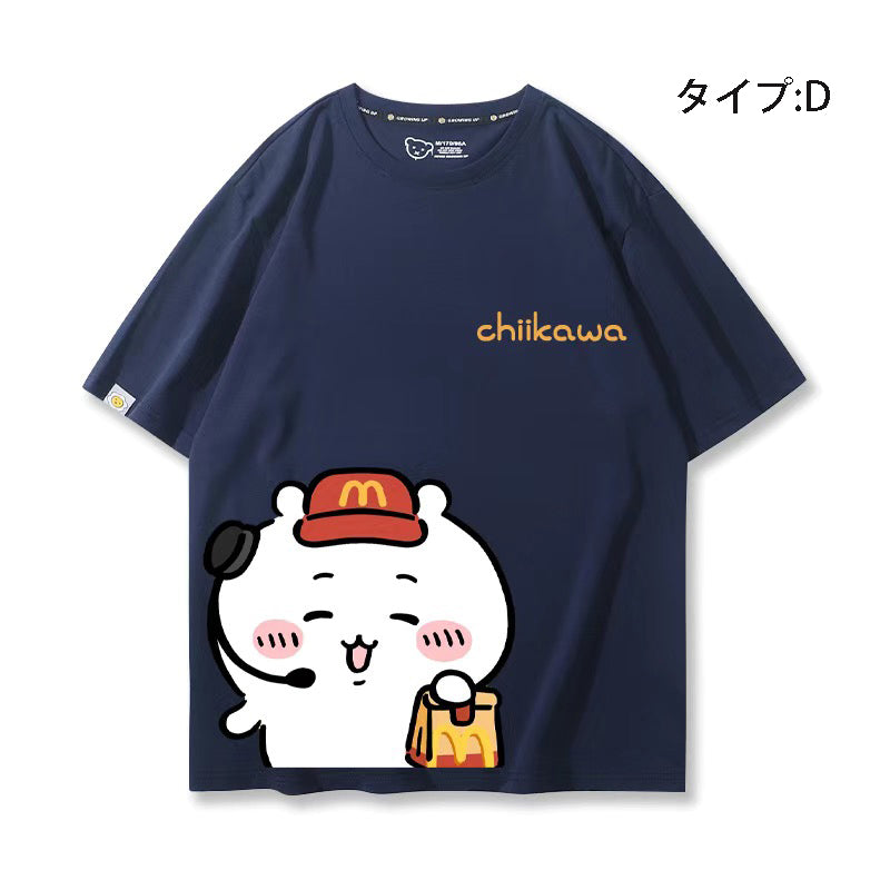 可愛いキャラ ゆるかわ トップス  アルバイト ユニセックス 半袖Ｔシャツ