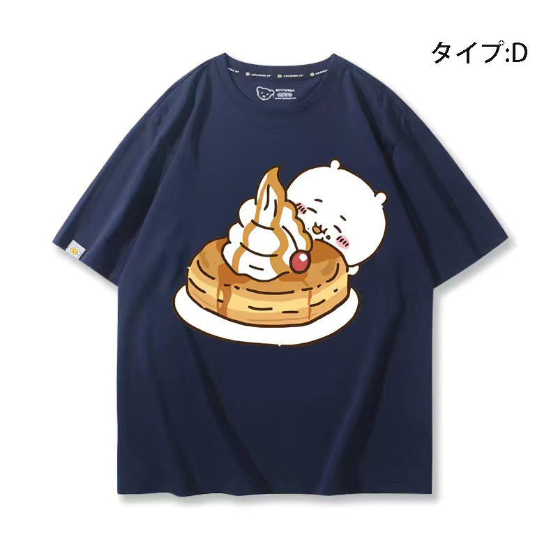 可愛いキャラ ゆるかわ トップス 美食 ユニセックス 半袖Ｔシャツ