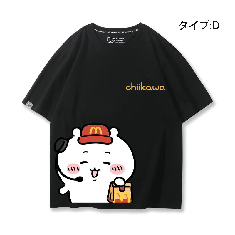 可愛いキャラ ゆるかわ トップス  アルバイト ユニセックス 半袖Ｔシャツ