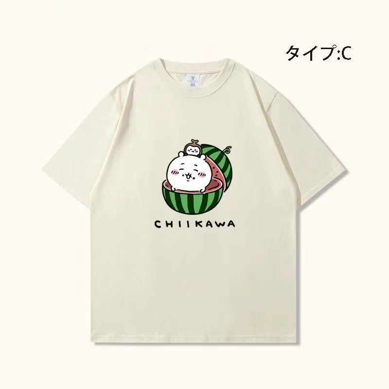 可愛いキャラ ゆるかわトップス 美味しいスイカ ユニセックス 半袖Ｔシャツ