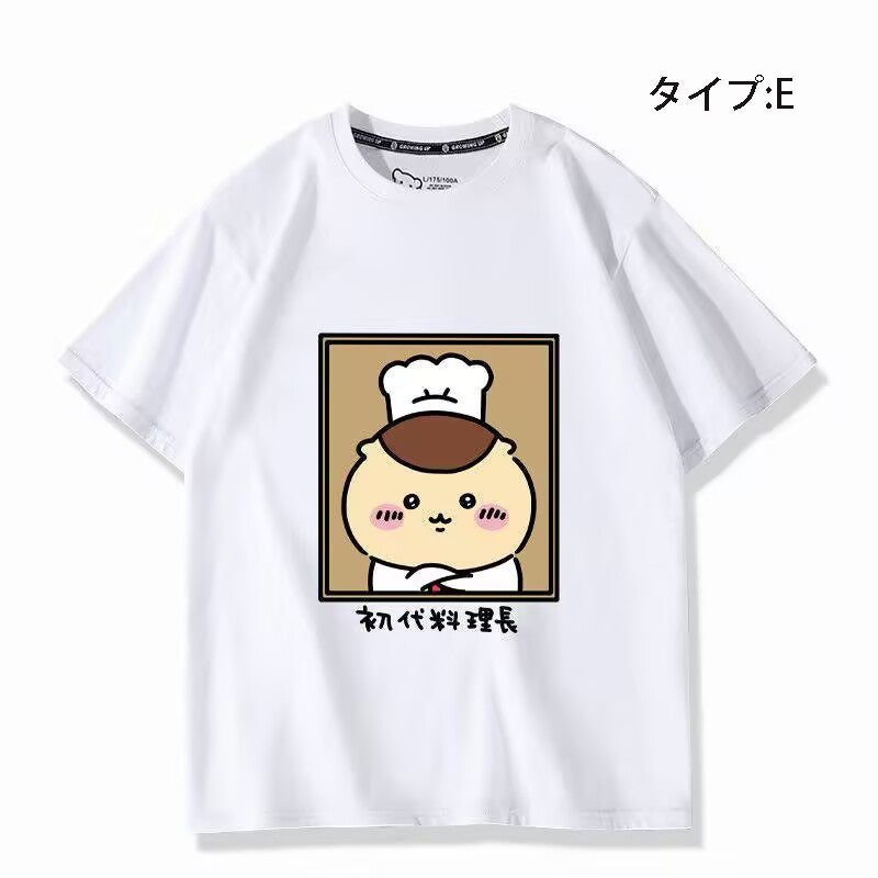 可愛いキャラ ゆるかわ トップス 初代と二代目料理長 ユニセックス 半袖Ｔシャツ