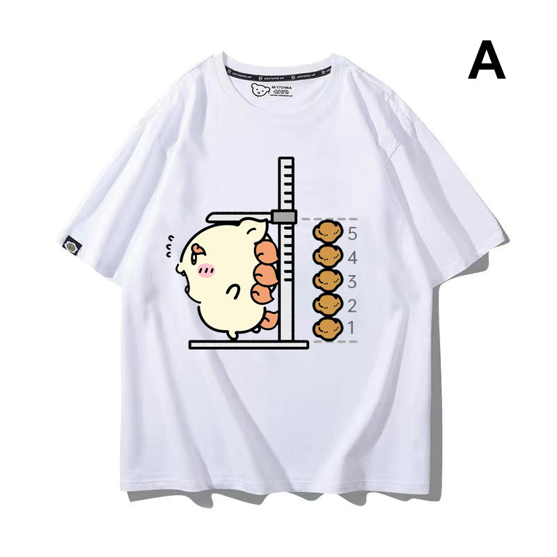 可愛いキャラ ゆるかわ トップス 身長を測る ‌ユニセックス 半袖Ｔシャツ