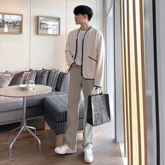 casual short collarless jacket    OR258