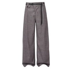 上品 クラシック リネンライク ワイドシルエット メンズ ポリエステル パンツ ドレープ イージー スラックス ロングパンツ