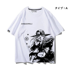 スタンド使い イラスト トップス アニメ風 グラフィックプリント  ユニセックス 半袖 Ｔシャツ