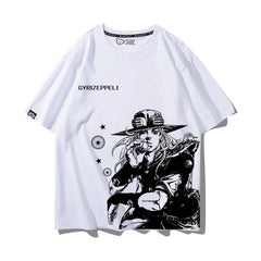 スタンド使い イラスト トップス アニメ風 グラフィックプリント  ユニセックス 半袖 Ｔシャツ