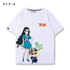 スタンド使い イラスト トップス しんちゃんの奇妙な冒険 ユニセックス 半袖 Ｔシャツ