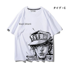 スタンド使い イラスト トップス アニメ風 グラフィックプリント  ユニセックス 半袖 Ｔシャツ