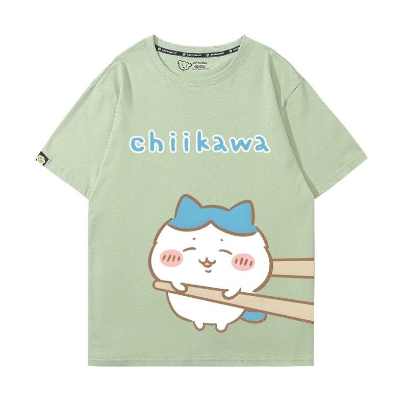 ちいかわシリーズ トップス 箸で挟まれる ハチワレ ユニセックス 半袖Ｔシャツ