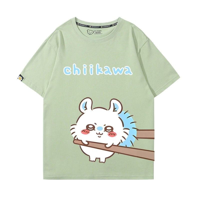 ちいかわシリーズ トップス 箸で挟まれる モモンガ ユニセックス 半袖Ｔシャツ