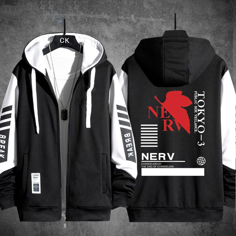 キャラクター トップス  NERV ユニセックス 防寒 暖かい 長袖 パーカー