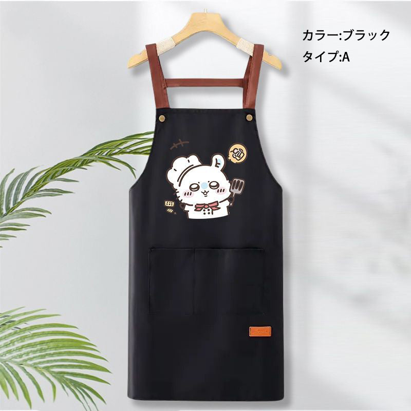 可愛いキャラ ゆるかわ 料理シェフ ‌ 防水 防油 手拭きタオル付き エプロン