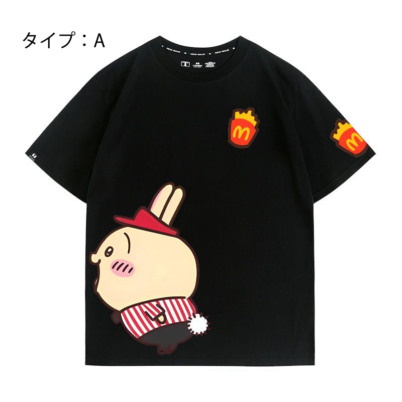 可愛いキャラ ゆるかわ トップス マック店員 ユニセックス 半袖Ｔシャツ