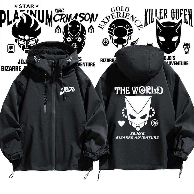 スタンド使い イラスト トップス スタンドパワー フード付き メンズ 防風ジャケット