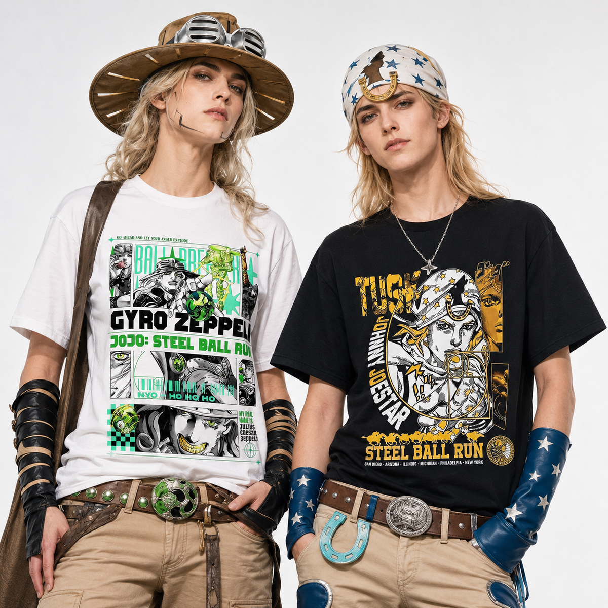 スタンド使い イラスト トップス スティール・ボール・ラン風 ユニセックス 半袖Ｔシャツ