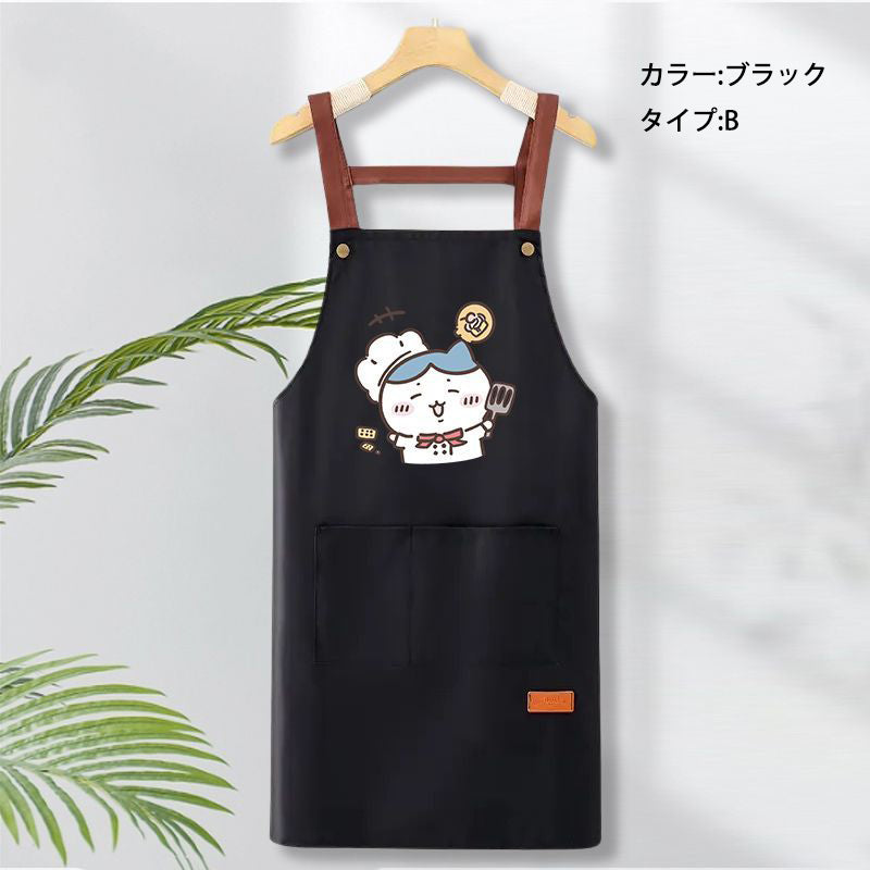 可愛いキャラ ゆるかわ 料理シェフ ‌ 防水 防油 手拭きタオル付き エプロン
