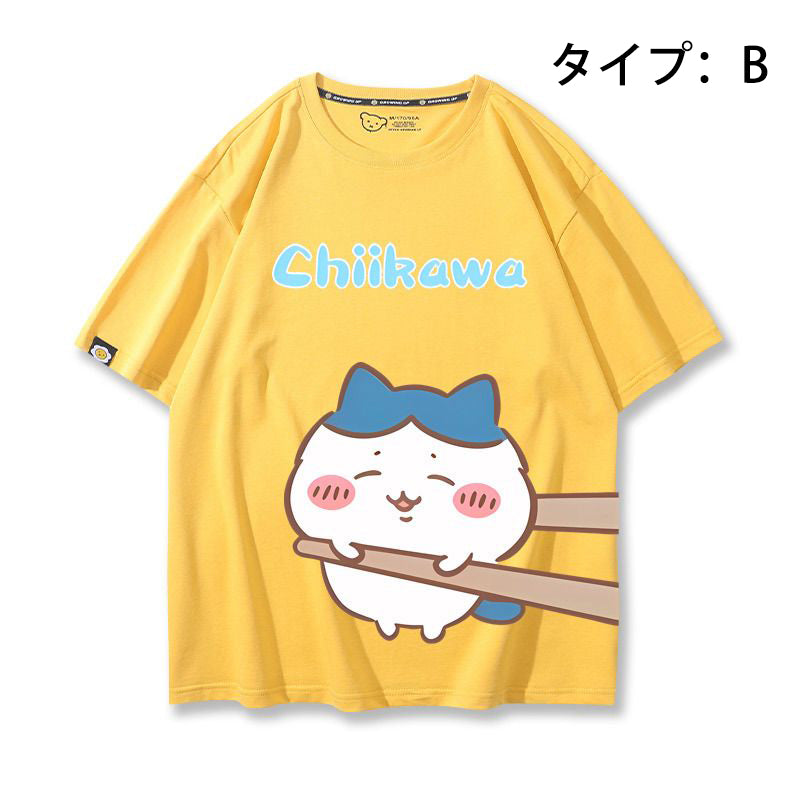可愛いキャラ ゆるかわ トップス 箸で挟まれる ユニセックス 半袖Ｔシャツ