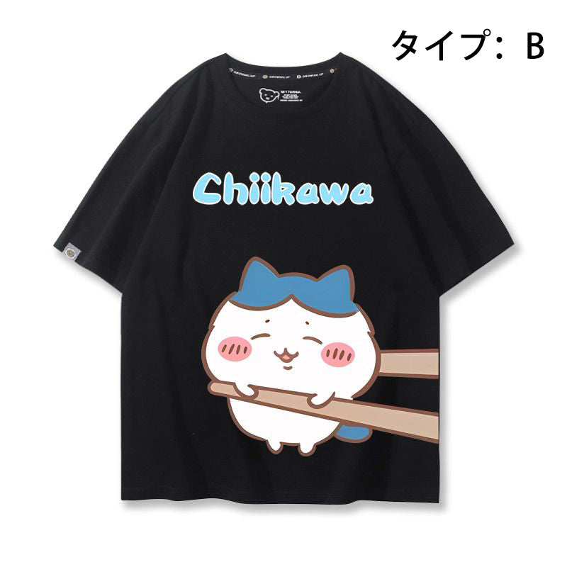 可愛いキャラ ゆるかわ トップス 箸で挟まれる ユニセックス 半袖Ｔシャツ