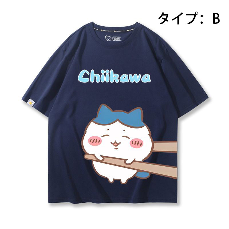 可愛いキャラ ゆるかわ トップス 箸で挟まれる ユニセックス 半袖Ｔシャツ