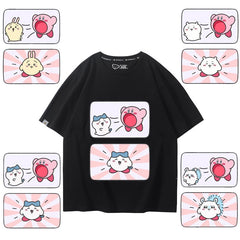 可愛いキャラ ゆるかわ トップス カービィと変身 ユニセックス 半袖Ｔシャツ