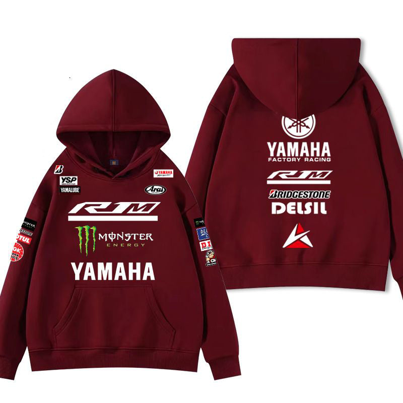 【薄手・裏起毛から選べる】バイカースタイル トップス レーシングロゴ グラフィック ユニセックス 長袖 パーカー