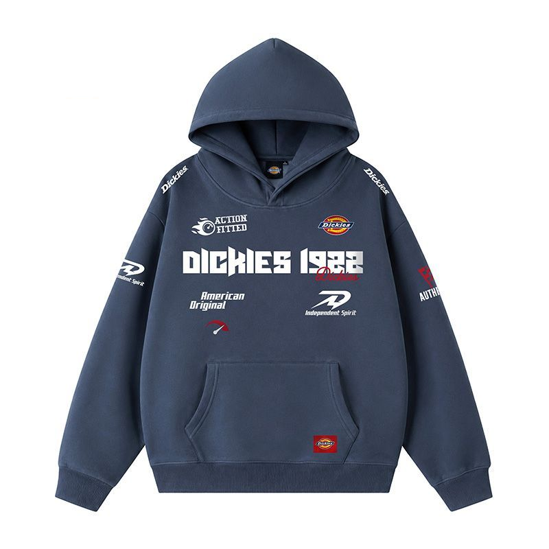 【薄手・裏起毛から選べる】バイカースタイル トップス スポーツブランド風 レタリングプリント ユニセックス 長袖 パーカー