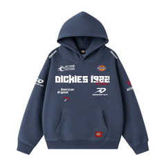 【薄手・裏起毛から選べる】バイカースタイル トップス スポーツブランド風 レタリングプリント ユニセックス 長袖 パーカー