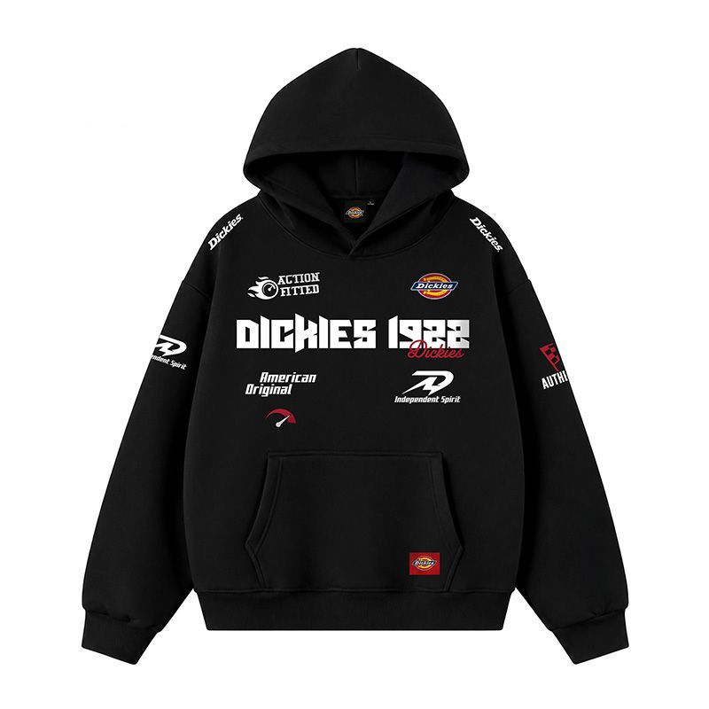 【薄手・裏起毛から選べる】バイカースタイル トップス スポーツブランド風 レタリングプリント ユニセックス 長袖 パーカー