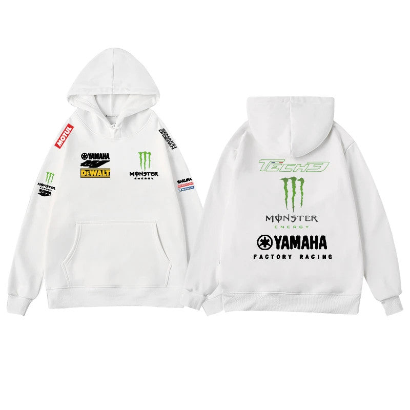 【薄手・裏起毛から選べる】バイカースタイル トップス レーシングロゴ カラーデザイン ユニセックス 長袖 パーカー