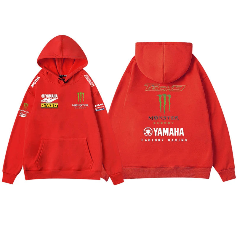 【薄手・裏起毛から選べる】バイカースタイル トップス レーシングロゴ カラーデザイン ユニセックス 長袖 パーカー