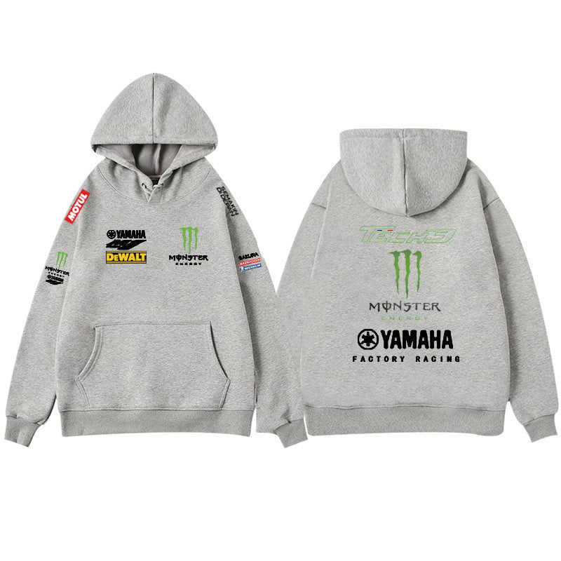 【薄手・裏起毛から選べる】バイカースタイル トップス レーシングロゴ カラーデザイン ユニセックス 長袖 パーカー