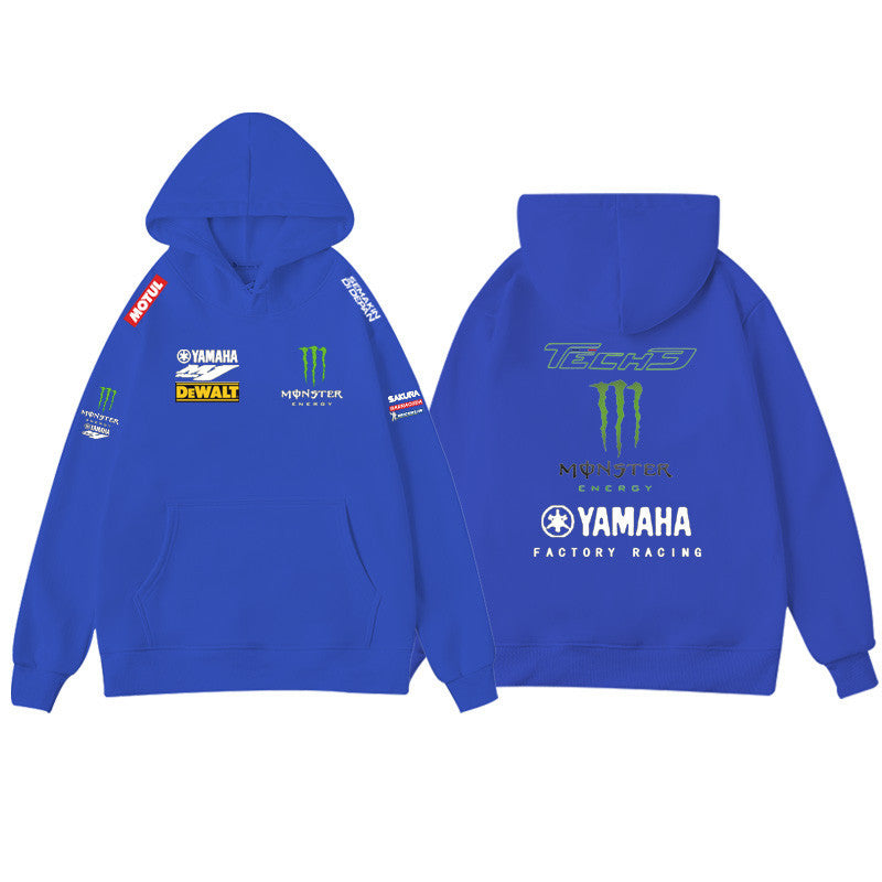 【薄手・裏起毛から選べる】バイカースタイル トップス レーシングロゴ カラーデザイン ユニセックス 長袖 パーカー