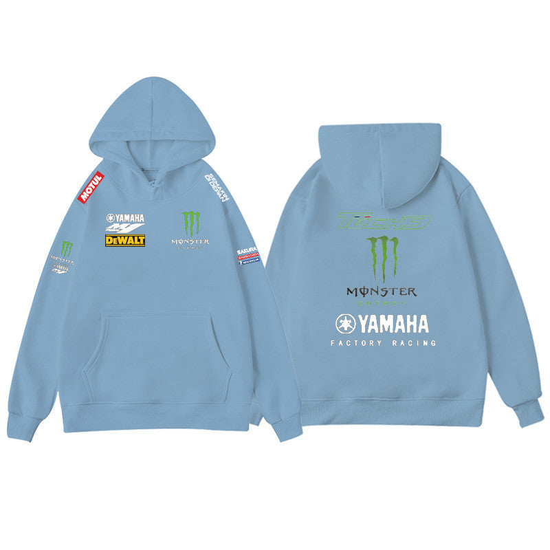 【薄手・裏起毛から選べる】バイカースタイル トップス レーシングロゴ カラーデザイン ユニセックス 長袖 パーカー