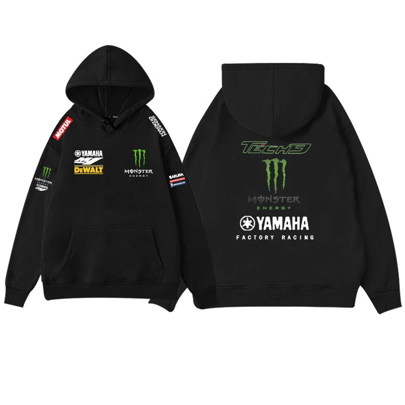 【薄手・裏起毛から選べる】バイカースタイル トップス レーシングロゴ カラーデザイン ユニセックス 長袖 パーカー
