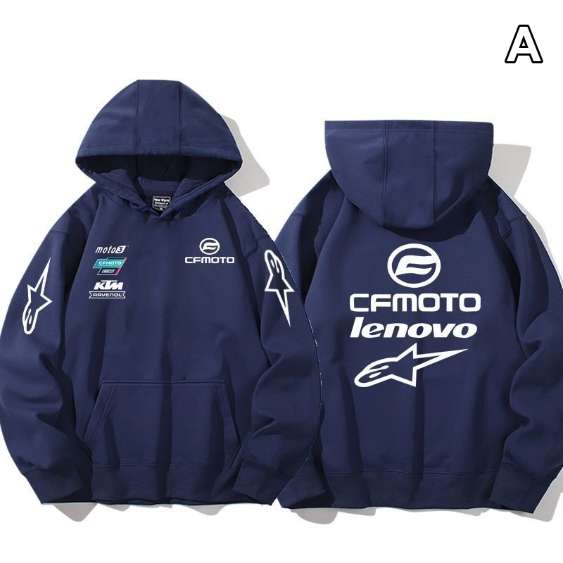 【薄手・裏起毛から選べる】バイカースタイル トップス バイクチーム風 エンブレム4タイプ ユニセックス 長袖 パーカー