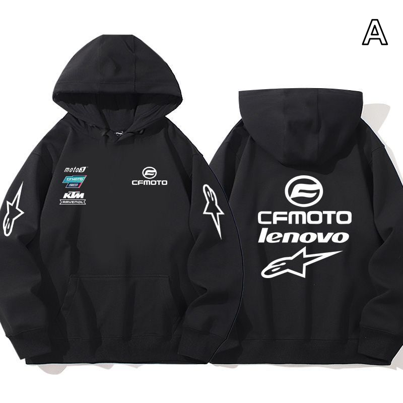 【薄手・裏起毛から選べる】バイカースタイル トップス バイクチーム風 エンブレム4タイプ ユニセックス 長袖 パーカー