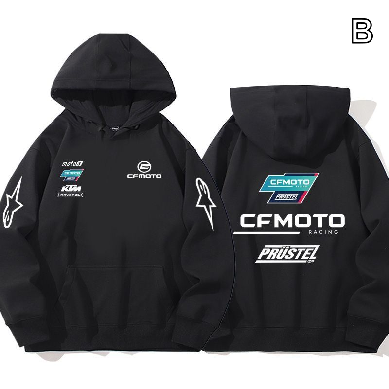 【薄手・裏起毛から選べる】バイカースタイル トップス バイクチーム風 エンブレム4タイプ ユニセックス 長袖 パーカー
