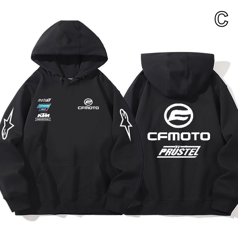 【薄手・裏起毛から選べる】バイカースタイル トップス バイクチーム風 エンブレム4タイプ ユニセックス 長袖 パーカー