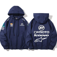 【薄手・裏起毛から選べる】バイカースタイル トップス モータースポーツ バックロゴ ユニセックス 長袖 パーカー
