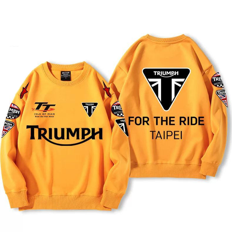 【薄手・裏起毛から選べる】バイカースタイル トップス バイクレタリング＆車体グラフィック ユニセックス 長袖 スウェット
