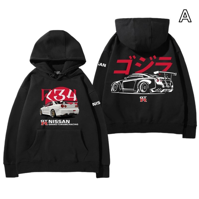 【薄手・裏起毛から選べる】バイカースタイル トップス スポーツカー＆ナンバープリント ユニセックス 長袖 パーカー
