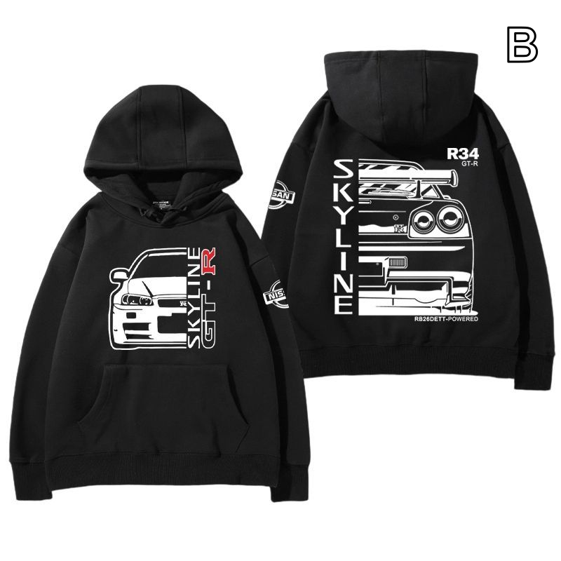【薄手・裏起毛から選べる】バイカースタイル トップス スポーツカー＆ナンバープリント ユニセックス 長袖 パーカー