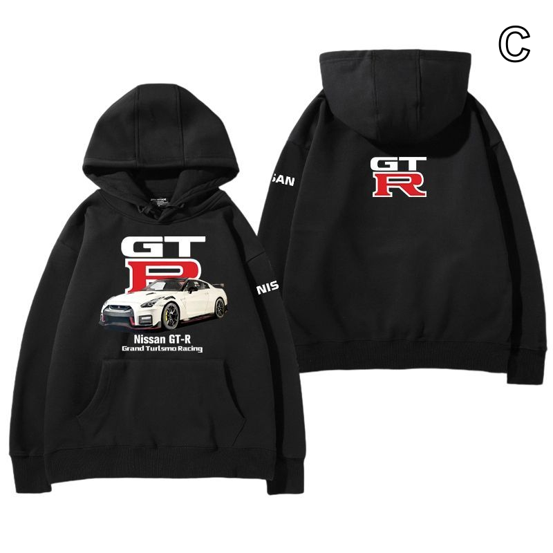 【薄手・裏起毛から選べる】バイカースタイル トップス スポーツカー＆ナンバープリント ユニセックス 長袖 パーカー